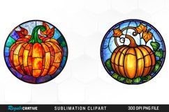 Watercolor Stained Glass Pumpkin Exquisite Clipart Product Image 1