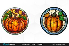 Watercolor Stained Glass Pumpkin Exquisite Clipart Product Image 1