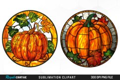Watercolor Stained Glass Pumpkins Clipart Bundle Product Image 3