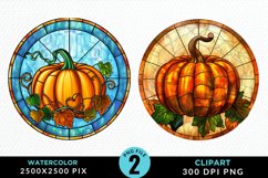 Watercolor Stained Glass Pumpkins PNG Clipart Product Image 1