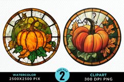 Watercolor Stained Glass Pumpkins PNG Clipart Product Image 1