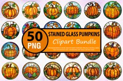 Watercolor Stained Glass Pumpkins Clipart Bundle Product Image 1