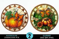 Stained Glass Pumpkins Sublimation PNG Clipart Product Image 1