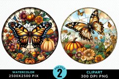 Stained Glass Pumpkins Sublimation PNG Clipart Product Image 1