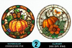 Stained Glass Pumpkin Exquisite Clipart Product Image 1