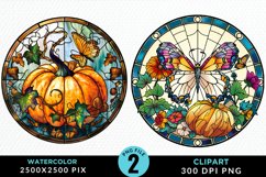 Stained Glass Pumpkins Sublimation PNG Clipart Product Image 1