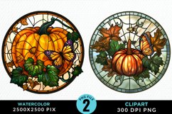 Stained Glass Pumpkin Exquisite Clipart Product Image 1