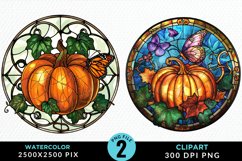 Stained Glass Pumpkin Exquisite Clipart Product Image 1