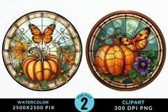 Stained Glass Pumpkin Graphic Clipart Product Image 1
