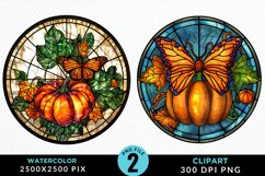 Stained Glass Pumpkins Sublimation PNG Clipart Product Image 1