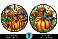 Stained Glass Pumpkin Exquisite Clipart Product Image 1