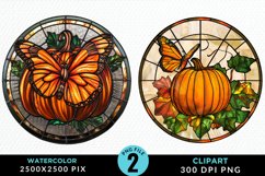 Stained Glass Pumpkins Illustration PNG Clipart Product Image 1