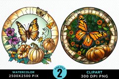Stained Glass Pumpkins Illustration PNG Clipart Product Image 1