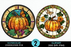 Stained Glass Pumpkin Exquisite Clipart Product Image 1