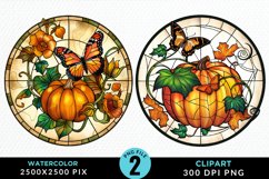 Stained Glass Pumpkins Sublimation PNG Clipart Product Image 1