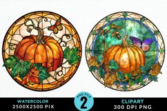 Stained Glass Pumpkin Exquisite Clipart Product Image 1