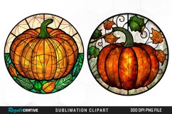 Watercolor Stained Glass Pumpkins Clipart Bundle Product Image 2