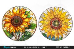 Stained Glass Sunflower Design Clipart Product Image 1