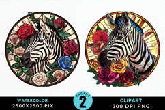 Watercolor Stained Glass Zebra Design Clipart Product Image 1