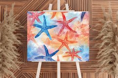 Watercolor Starfish Seamless Digital Paper Bundle Product Image 4