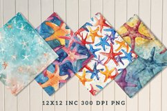 Watercolor Starfish Seamless Digital Paper Bundle Product Image 8