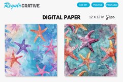 Watercolor Starfish Seamless Digital Paper, Starfish Pattern Product Image 1