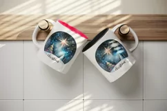 Watercolor starry night sky large sparkling Christmas star print 20 oz tumbler skinny mug wrap clipart t-shirt sublimation printable design