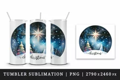 Watercolor starry night sky large sparkling Christmas star print 20 oz tumbler skinny mug wrap clipart t-shirt sublimation printable design