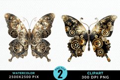 Watercolor Steampunk Butterflies Clipart Bundle Product Image 4