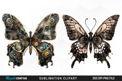 Watercolor Steampunk Butterflies Art Clipart Product Image 1