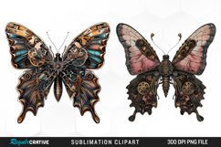 Watercolor Steampunk Butterflies Fun Clipart Product Image 1