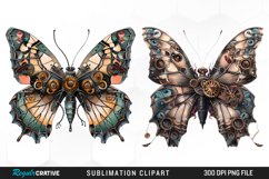 Watercolor Steampunk Butterflies Art Clipart Product Image 1