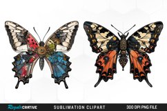 Watercolor Steampunk Butterflies Art Clipart Product Image 1