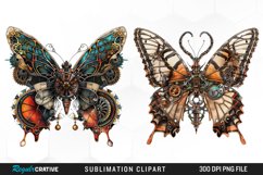 Watercolor Steampunk Butterflies Art Clipart Product Image 1