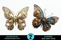 Watercolor Steampunk Butterflies Clipart Bundle Product Image 3