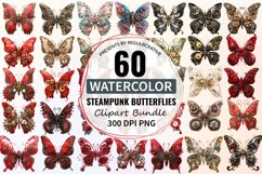 Watercolor Steampunk Butterflies Clipart Bundle Product Image 1