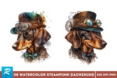 Steampunk Dachshund, Watercolor Clipart, Steampunk Dog Png ,Dachshund Clipart, Junk Journal Dog, Watercolor Dachshund,