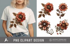 Watercolor Steampunk Flowers Clipart Product Image 1
