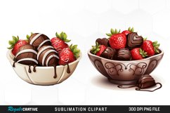 Watercolor Strawberries And Chocolate Set Clipart Product Image 1