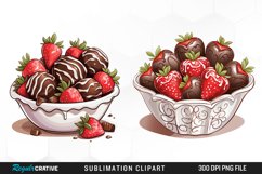 Watercolor Strawberries And Chocolate Clipart Bundle Product Image 2