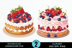 Watercolor Strawberries Dessert Art Clipart Product Image 1