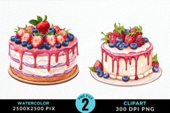 Watercolor Strawberries Dessert Clipart Product Image 1