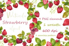 Watercolor Clipart, Strawberry clipart, farm clipart png Product Image 1