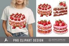 Watercolor Strawberry Cake Clipart Product Image 1