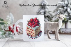 Watercolor Strawberry Cake clipart, Mug Sublimation Design Product Image 2