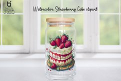Watercolor Strawberry Cake clipart, Mug Sublimation Design Product Image 4