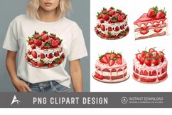 Watercolor Strawberry Cake Clipart Product Image 1