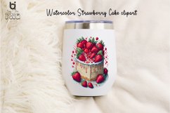 Watercolor Strawberry Cake clipart, Mug Sublimation Design Product Image 5
