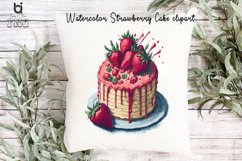 Watercolor Strawberry Cake clipart, Mug Sublimation Design Product Image 7