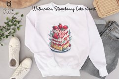 Watercolor Strawberry Cake clipart, Mug Sublimation Design Product Image 8